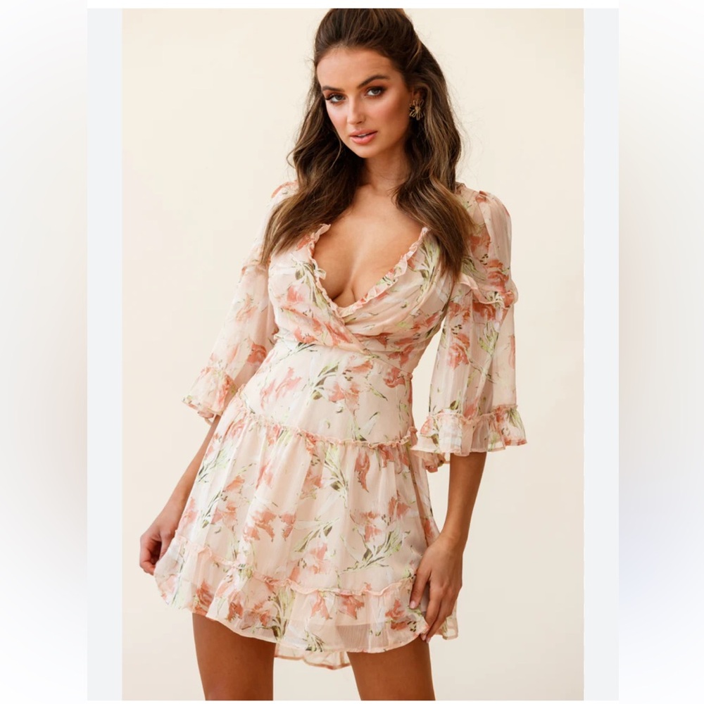 Floral Ruffle Mini Dress - Picture 2 of 6